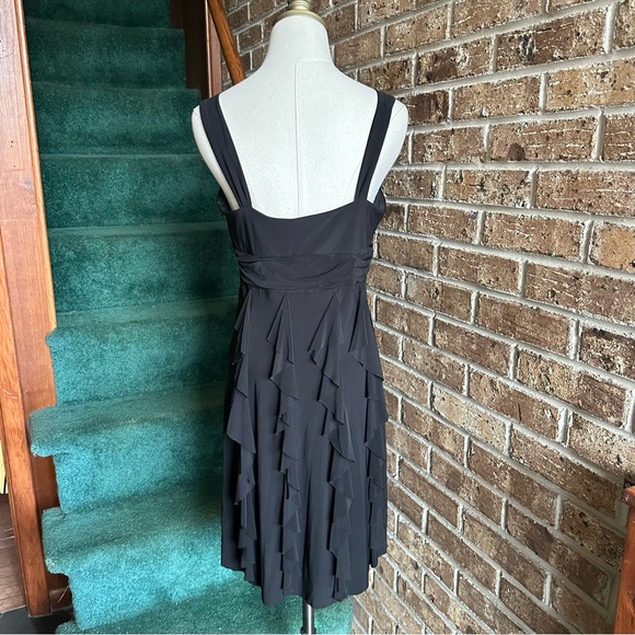 VTG Y2K 2000s Black Ruffle Ruched Bust Rhinestone Metal Hoop Dress - Picture 5 of 9